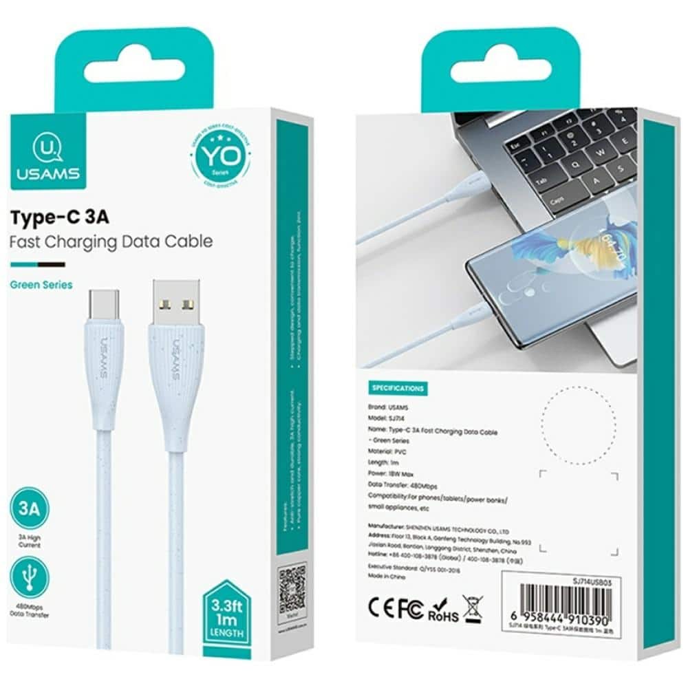 Καλώδιο USAMS Green Series SJ714 18W 3A USB-A σε USB-C 1m Λευκό - Image 11