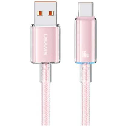 Καλώδιο USB-A σε USB-C USAMS Cloud Series US-SJ658 6A 1,2 μ. Ροζ