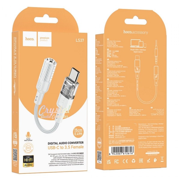 Προσαρμογέας ήχου USB-C σε 3,5 χιλ. Hoco LS37, γκρι - Image 4