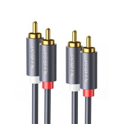 2 x RCA σε 2 x RCA Καλώδιο Ήχου UGREEN AV104, 1,5 μ., Γκρι