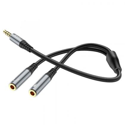 Αντάπτορας ήχου 3,5mm σε 2 x 3,5mm Hoco UPA21-2, 0,25m, Μαύρο