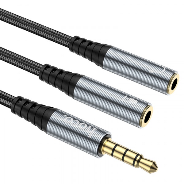 Αντάπτορας ήχου 3,5mm σε 2 x 3,5mm Hoco UPA21-2, 0,25m, Μαύρο - Image 3