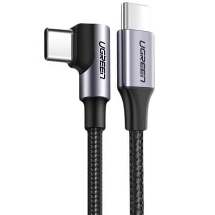 Καλώδιο USB-C σε USB-C Ugreen US255 Γωνιακό, 60W, 3A, 2m, Γκρι
