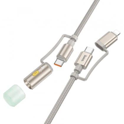 Καλώδιο USB-C / Lightning σε USB-C / LED Hoco U138, 60W, 3A, 1.2m, Γκρι