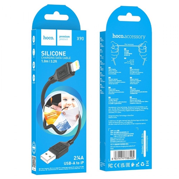 Καλώδιο USB-A σε Lightning Hoco X90, 18W, 2A, 1m, Μαύρο - Image 3