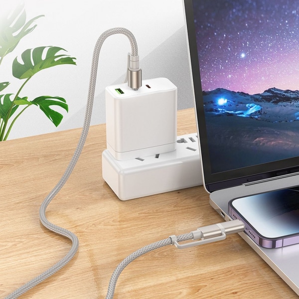 Καλώδιο USB-C / Lightning σε USB-C / LED Hoco U138, 60W, 3A, 1.2m, Γκρι - Image 3