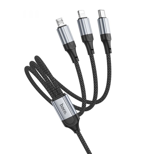 Καλώδιο φόρτισης USB-A σε Lightning / microUSB / USB-C Hoco X102 3 σε 1, 18W, 2A, 1m, Μαύρο - Image 2