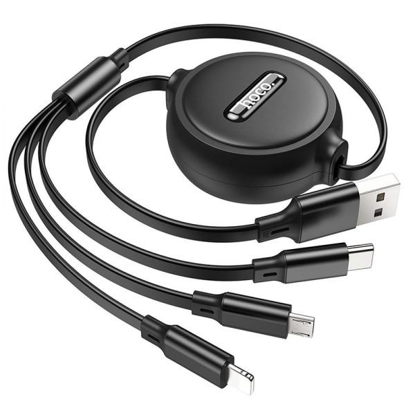 Καλώδιο φόρτισης USB-A σε Lightning / microUSB / USB-C Hoco X75 3 σε 1, 18W, 2A, 1m, Μαύρο - Image 2