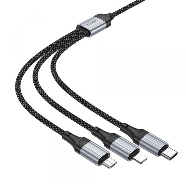 Καλώδιο φόρτισης USB-A σε Lightning / microUSB / USB-C Hoco X102 3 σε 1, 18W, 2A, 1m, Μαύρο - Image 4