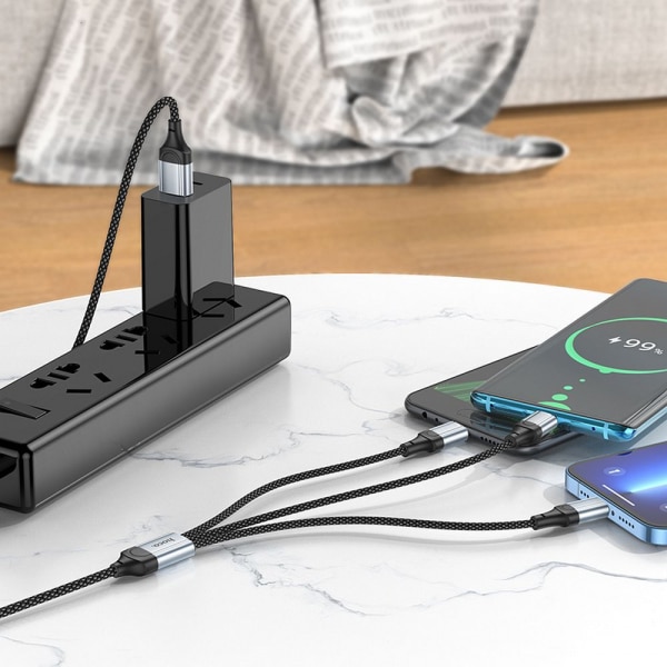 Καλώδιο φόρτισης USB-A σε Lightning / microUSB / USB-C Hoco X102 3 σε 1, 18W, 2A, 1m, Μαύρο - Image 7