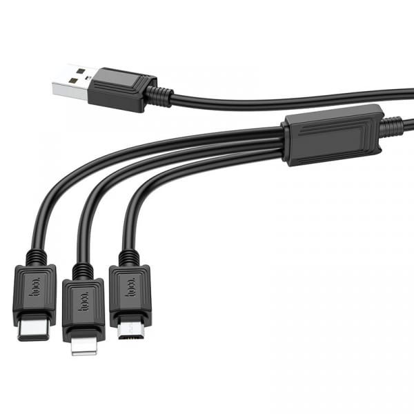 Καλώδιο φόρτισης USB-A σε Lightning / microUSB / USB-C Hoco X74 3 σε 1, 18W, 2.4A, 1m, Μαύρο - Image 2