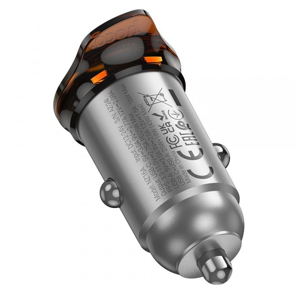 Φορτιστής Αυτοκινήτου Hoco NZ16A, 43W, 3A, 1 x USB-A - 1 x USB-C, με καλώδιο USB-C, Γκρι - Image 6