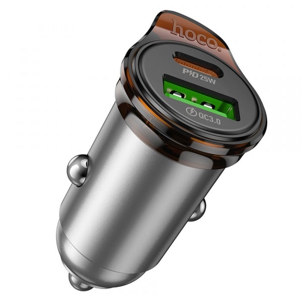 Φορτιστής Αυτοκινήτου Hoco NZ16A, 43W, 3A, 1 x USB-A - 1 x USB-C, Γκρι - Image 2
