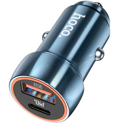 Φορτιστής Αυτοκινήτου Hoco Z46A, 20W, 3A, 1 x USB-A - 1 x USB-C, Μπλε