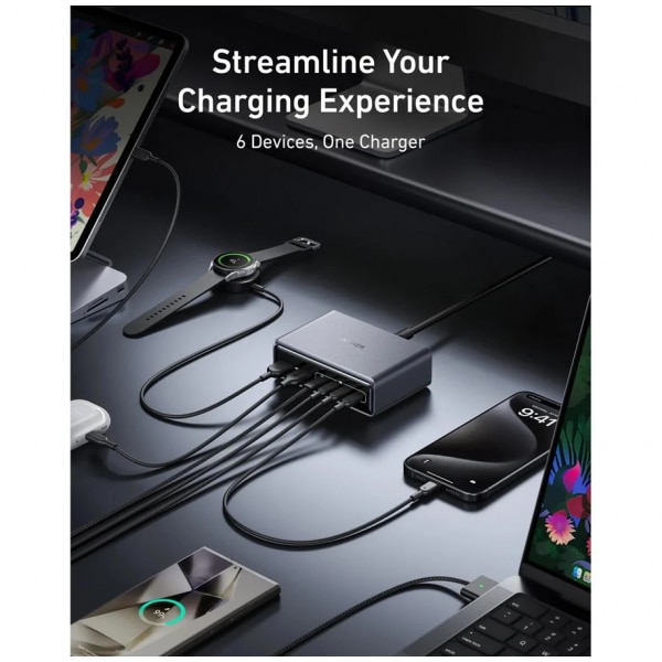 Φορτιστής γραφείου Anker Prime, 200W, 3A, 2 x USB-A - 4 x USB-C, Μαύρο - Image 3