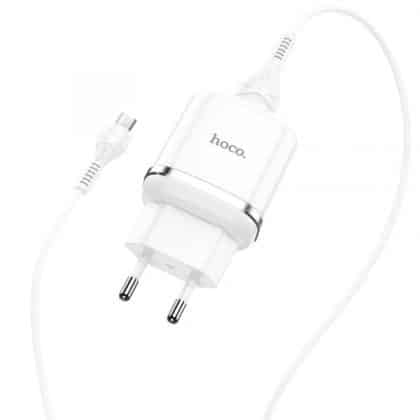 Φορτιστής τοίχου Hoco N3, 18W, 3A, 1 x USB-A, με καλώδιο microUSB, Λευκό