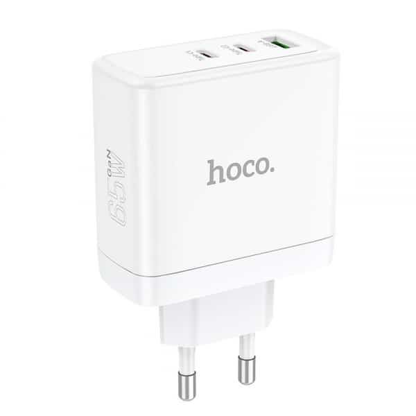 Φορτιστής τοίχου Hoco N30, 65W, 3.25A, 1 x USB-A - 2 x USB-C, Λευκό - Image 4