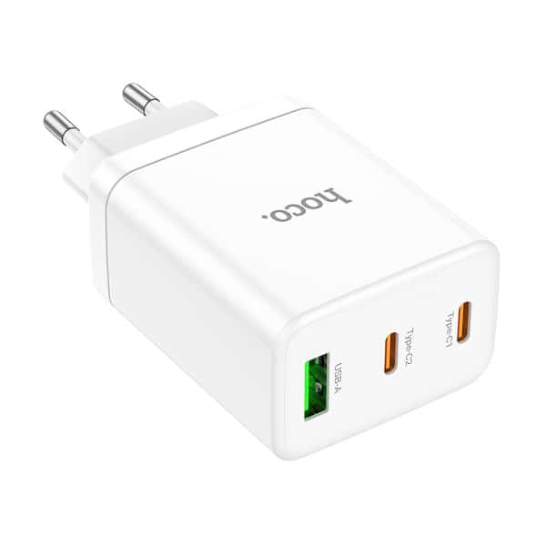 Φορτιστής τοίχου Hoco N33, 35W, 3A, 1 x USB-A - 2 x USB-C, Λευκό - Image 2