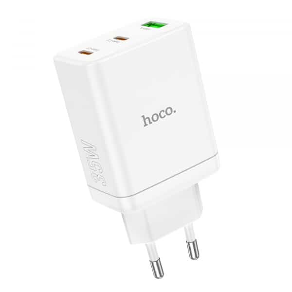 Φορτιστής τοίχου Hoco N33, 35W, 3A, 1 x USB-A - 2 x USB-C, Λευκό - Image 3