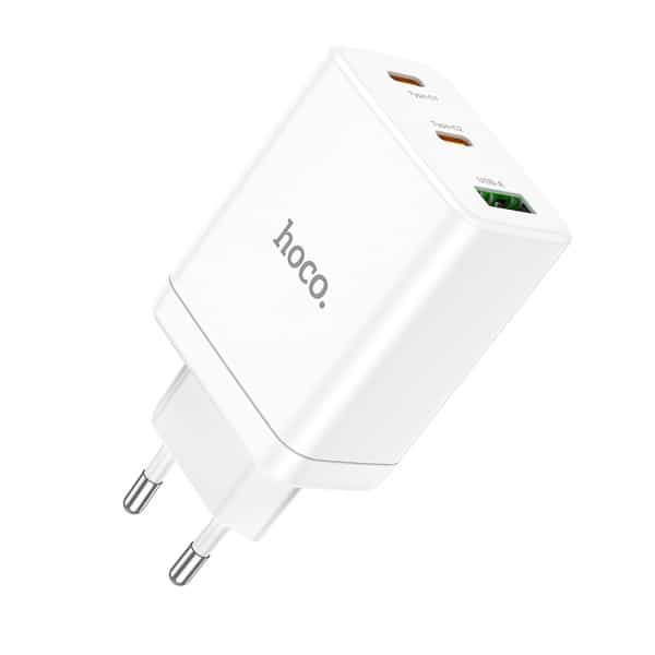 Φορτιστής τοίχου Hoco N33, 35W, 3A, 1 x USB-A - 2 x USB-C, Λευκό - Image 5