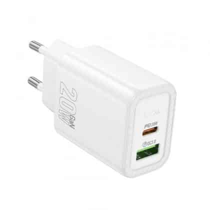 Φορτιστής τοίχου Hoco N61, 20W, 3A, 1 x USB-A - 1 x USB-C, Λευκό