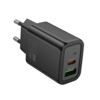 Φορτιστής τοίχου Hoco N61, 20W, 3A, 1 x USB-A - 1 x USB-C, Μαύρο