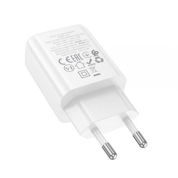 Φορτιστής τοίχου Hoco N62, 30W, 3A, 1 x USB-C, Λευκό - Image 2