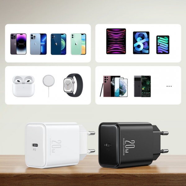 Φορτιστής τοίχου Joyroom JR-TCF06, 20W, 3A, 1 x USB-C, Μαύρο - Image 2