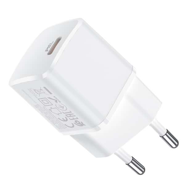Φορτιστής τοίχου Hoco N10, 20W, 3A, 1 x USB-C, Λευκό - Image 2