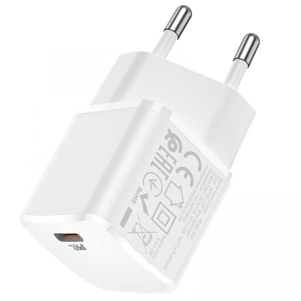 Φορτιστής τοίχου Hoco N10, 20W, 3A, 1 x USB-C, Λευκό - Image 6