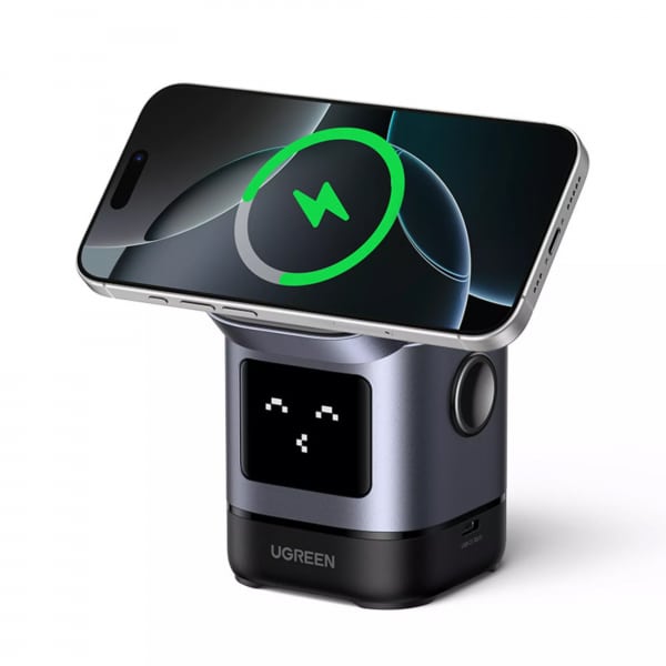 Ασύρματος φορτιστής UGREEN W709 Uno 2 σε 1, 15W, 1.67A, Μαύρο - Image 2