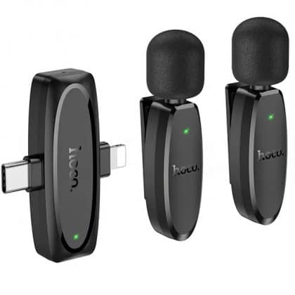 Ασύρματο Μικρόφωνο Hoco L15, USB-C / Lightning, Συσκευασία 2 τεμαχίων, Μαύρο