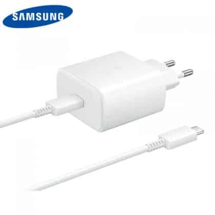 Φορτιστής τοίχου Samsung EP-TA845 + DW767JWE, 45W, 4.05A, 1 x USB-C, με καλώδιο USB-C, Λευκό GP-PTU022DYGWQ (Bulk συσκευασία)
