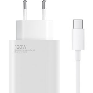 Φορτιστές Xiaomi – Φορτιστής τοίχου Xiaomi, 120W, 6A, 1 x USB-A, με καλώδιο USB-C, Λευκό BHR9462EU