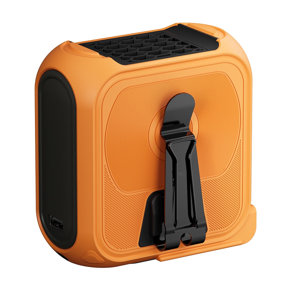 Techsuit - Φορητός μίνι ανεμιστήρας Premium (Z13) - με Power Bank, Επαναφορτιζόμενος, 5 ταχύτητες ανέμου, Αγκράφα ζώνης, 10000mAh - Πορτοκαλί - Image 2