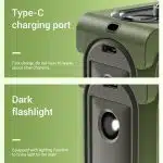 Techsuit - Φορητός μίνι ανεμιστήρας Premium (Z13) - με Power Bank, Επαναφορτιζόμενος, 5 ταχύτητες ανέμου, Αγκράφα ζώνης, 10000mAh - Πορτοκαλί - Image 6