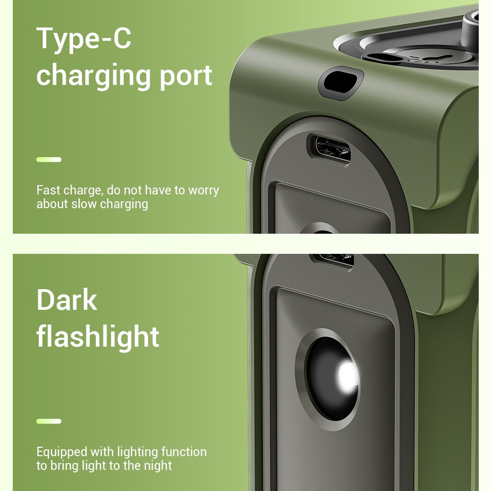 Techsuit - Φορητός μίνι ανεμιστήρας Premium (Z13) - με Power Bank, Επαναφορτιζόμενος, 5 ταχύτητες ανέμου, Αγκράφα ζώνης, 10000mAh - Γκρι - Image 7