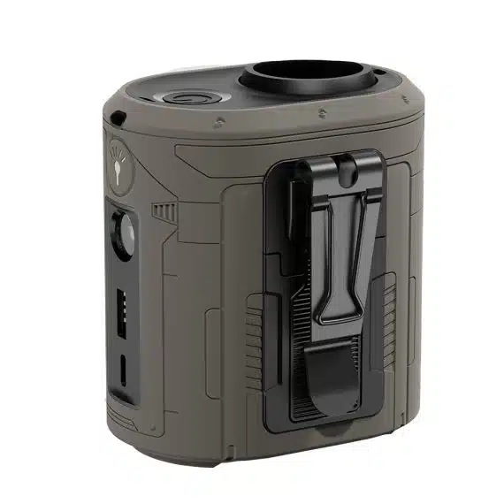 Techsuit - Φορητός μίνι ανεμιστήρας Premium (Z14) - με Power Bank, Επαναφορτιζόμενος, 5 ταχύτητες ανέμου, Αγκράφα ζώνης, 5000mAh - Γκρι