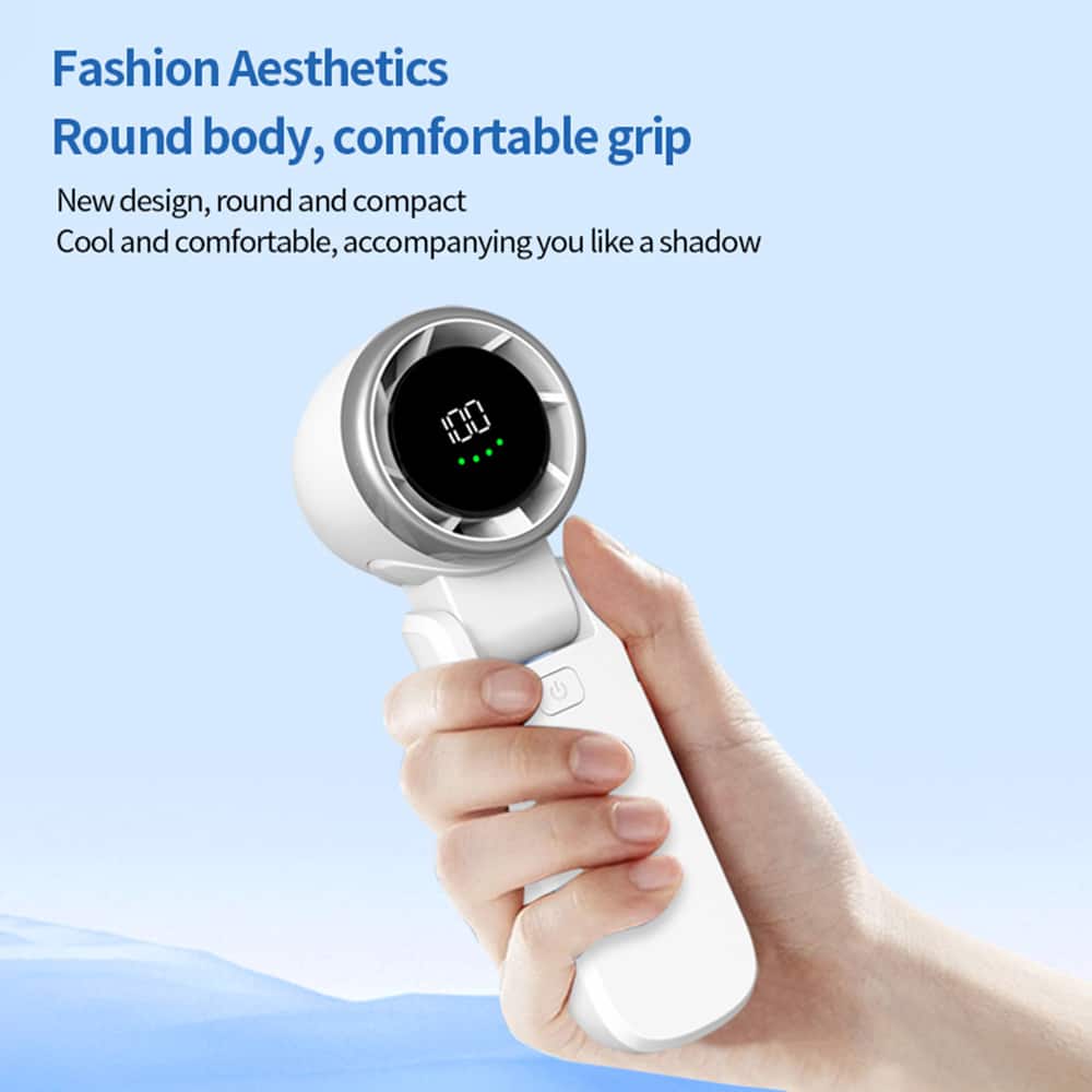 Techsuit - Ανεμιστήρας χειρός Premium Mini (A9) - με ψηφιακή οθόνη LED, επαναφορτιζόμενη θύρα USB-C, 5 ταχύτητες ανέμου, 5000mAh - Μαύρο - Image 9