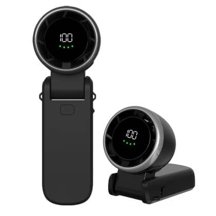 Techsuit - Ανεμιστήρας χειρός Premium Mini (A9) - με ψηφιακή οθόνη LED, επαναφορτιζόμενη θύρα USB-C, 5 ταχύτητες ανέμου, 5000mAh - Μαύρο