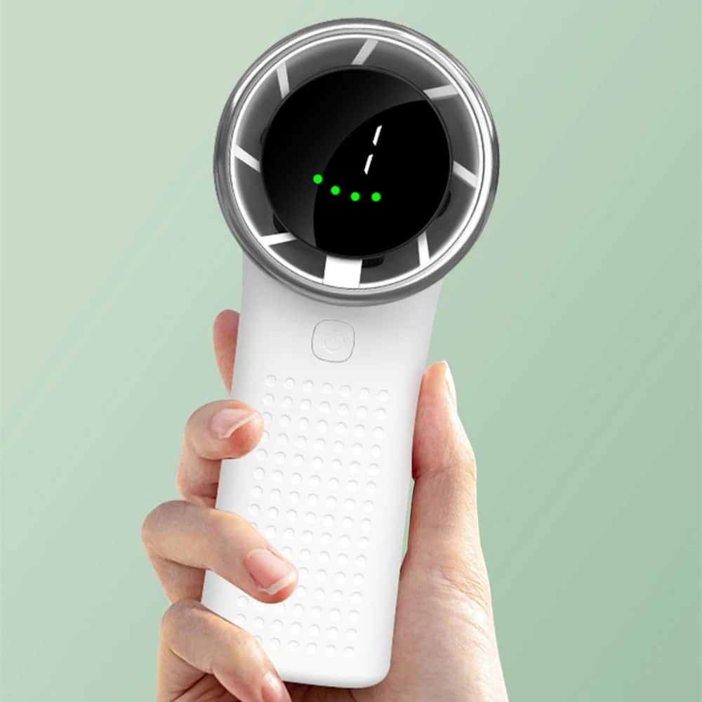 Techsuit - Ανεμιστήρας χειρός Premium Mini (A8) - με ψηφιακή οθόνη LED, επαναφορτιζόμενη θύρα USB-C, 5 ταχύτητες ανέμου, 3600mAh - Λευκό - Image 3