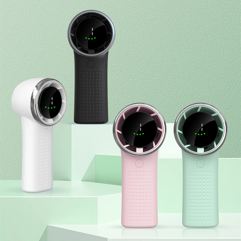Techsuit - Ανεμιστήρας χειρός Premium Mini (A8) - με ψηφιακή οθόνη LED, επαναφορτιζόμενη θύρα USB-C, 5 ταχύτητες ανέμου, 3600mAh - Λευκό - Image 4
