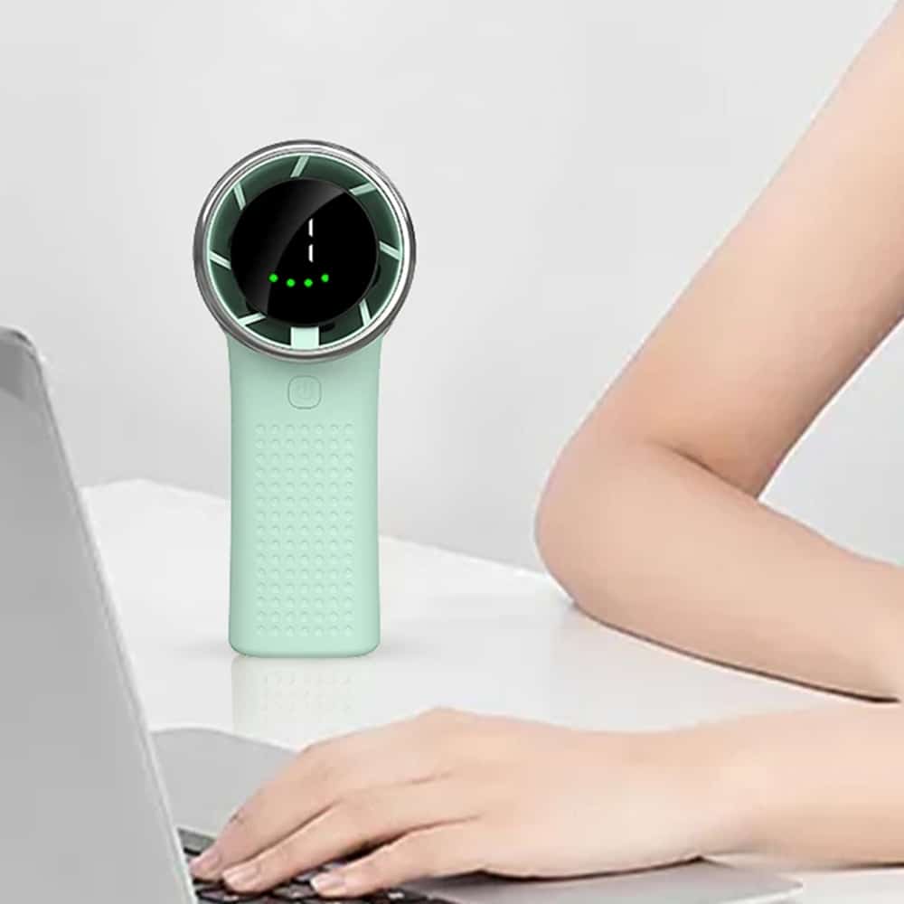 Techsuit - Ανεμιστήρας χειρός Premium Mini (A8) - με ψηφιακή οθόνη LED, επαναφορτιζόμενη θύρα USB-C, 5 ταχύτητες ανέμου, 3600mAh - Ροζ - Image 3