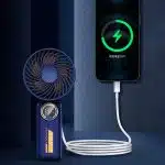 Techsuit - Ανεμιστήρας χειρός Premium Mini (Z8) - με ψηφιακή οθόνη LED, επαναφορτιζόμενη θύρα USB-C, 3 ταχύτητες ανέμου, 2A, 3600mAh - Πράσινο - Image 4
