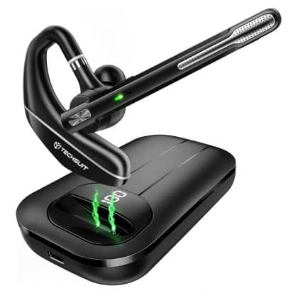 Techsuit - Ακουστικά Bluetooth Hearyo (A6L) - HandsFree, ENC, Διπλό Μικρόφωνο, Bluetooth 5.3, 1000mAh, 96 ώρες Χρόνος Ομιλίας - Μαύρο