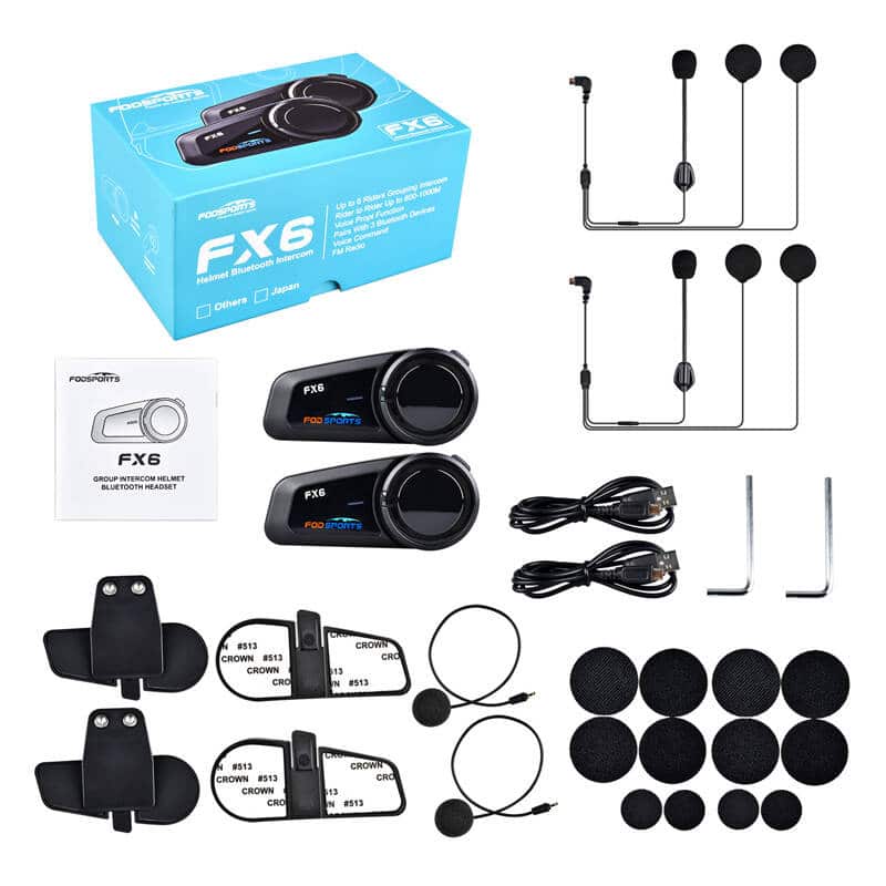 Fodsports FX6 ενδοεπικοινωνία μοτοσικλέτας δύο πακέτα (μαύρο) - Image 10