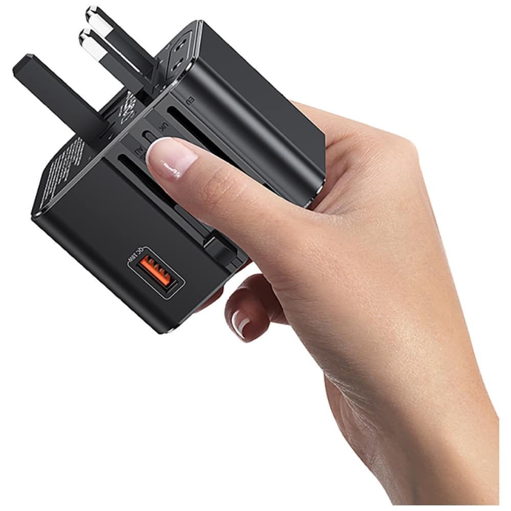 Προσαρμογέας φορτιστή ταξιδιού USAMS CC309 2xUSB-C 25W 4 σε 1 ΗΠΑ/Αυστραλία/ΕΕ/Ηνωμένο Βασίλειο μαύρο - Image 6