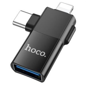 Lightning σε USB – Προσαρμογέας OTG USB-C / Lightning σε USB-A Hoco UA17, Μαύρος