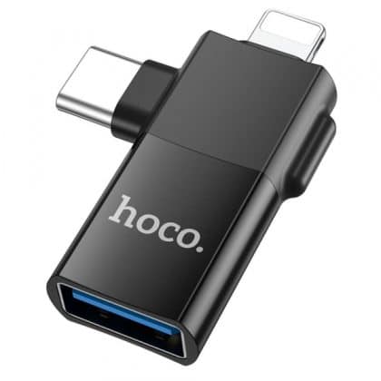 Προσαρμογέας OTG USB-C / Lightning σε USB-A Hoco UA17, Μαύρος
