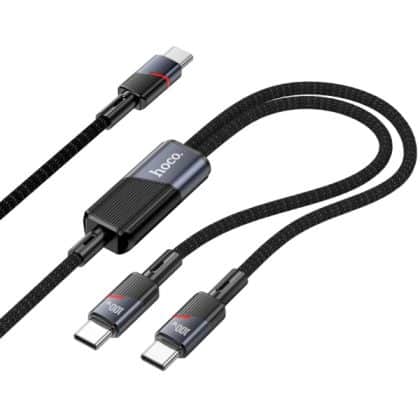 Καλώδιο USB-C σε 2 x USB-C Hoco U139 2 σε 1, 100W, 5A, 1,2 m, Μαύρο
